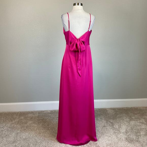 Cut Out Tie Back Evening Gown Colorful Pink Size 8 Thigh Slit Formal by AQUA - Picture 2 of 9